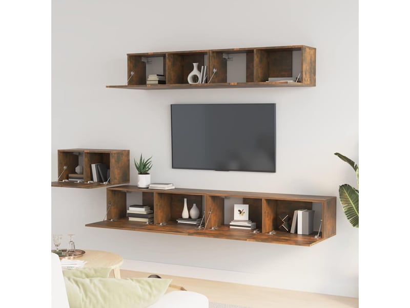  Ensemble de meubles tv 5 pcs chêne fumé bois d'ingénierie shl98562  - Conforama C