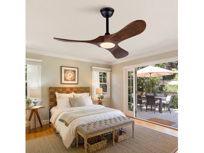  Ventilateur de plafond 42 pouces noir et noyer foncé avec led et télécommande  - Conforama E