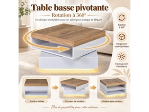 Table basse carré(e) coloris bicolore <strong></strong> <strong></strong> - 65 cmx65 cm