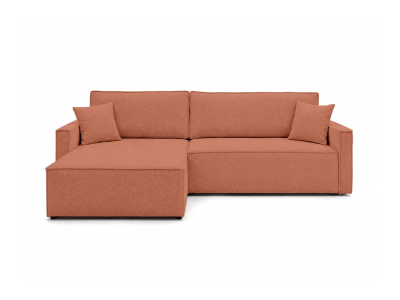  Farah - canapé d'angle max réversible et convertible 5 places accoudoirs slim en tissu bouclettes généreuses  - Conforama E