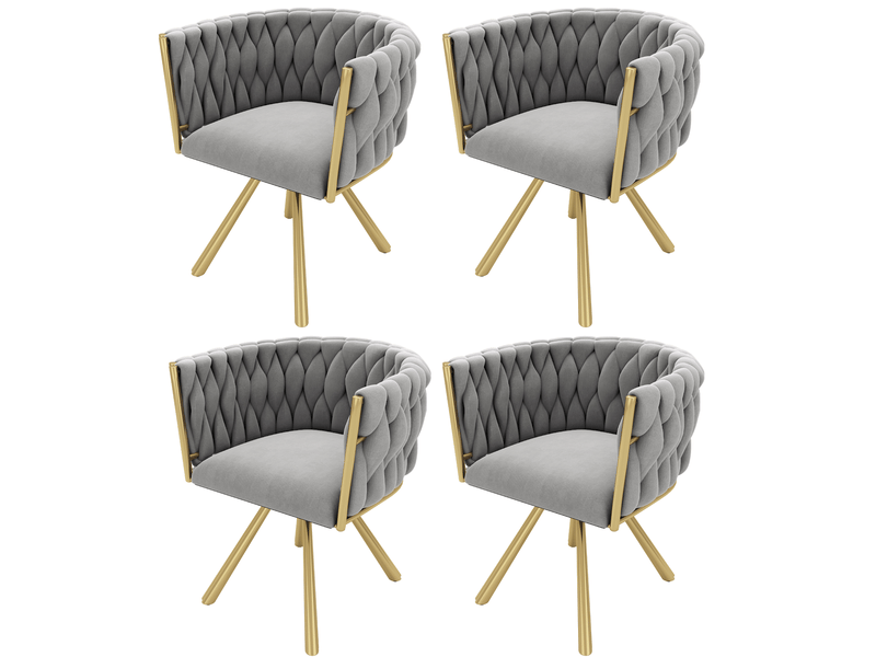  Lot de 4 chaises de salle à manger pivotantes en velours gris et pieds dorés N634P215344G-4 - Conforama E