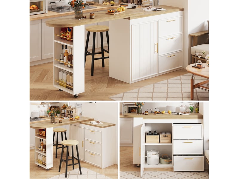  Table de bar 128-203x39x90 cm pivotante mdf blanche  - Conforama C