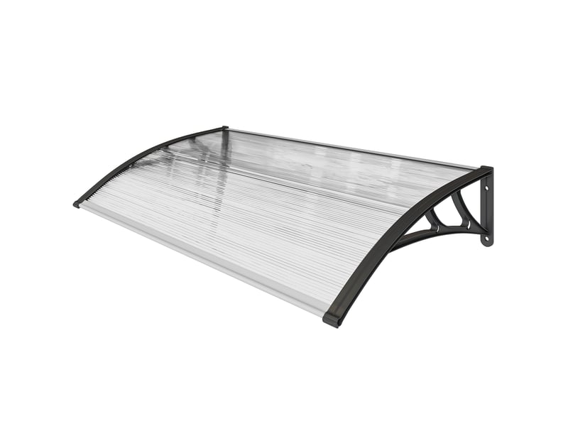  Auvent pour porte d'entréefenêtre, résistant aux intempéries, transparent, tiges de connexion en aluminiumpolycarbonate, 110 x 60 x 18 cm  - Conforama B
