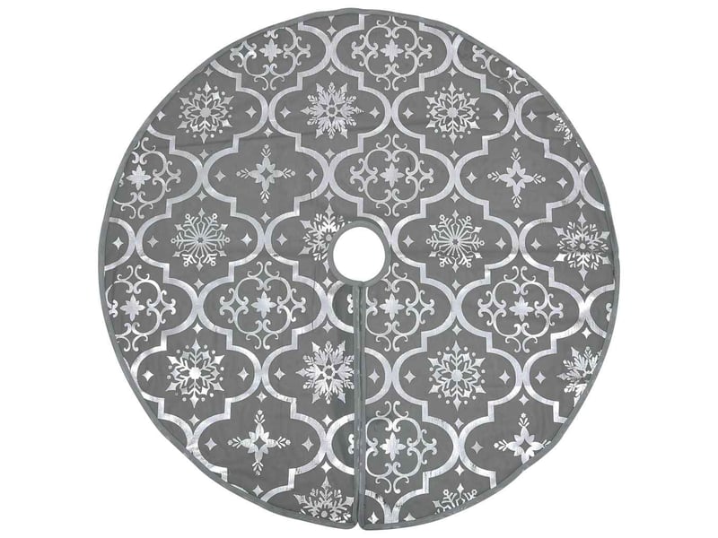  Jupe de sapin de noël de luxe avec chaussette gris 150 cm tissu  - Conforama C