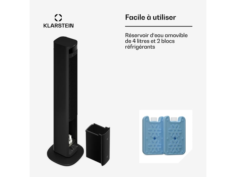  Klarstein mistral rafraîchiseur d'air connecté à eau 365 m³h 35 m² 3 modes 36 w noir  - Conforama E