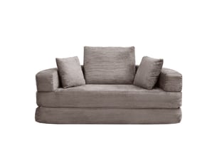 Canapé convertible 2 places, canapé-lit multifonctionnel avec coussins, velours côtelé, 173x176x40 cm, gris-brun
