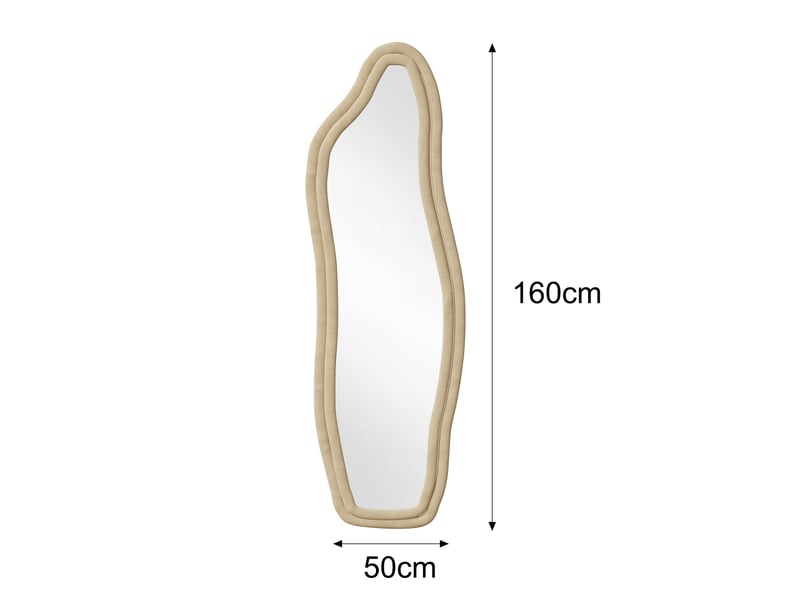  Miroir sur pied - 160 x 50 cm - jaune - miroir asymétrique grand format design dauphin, cadre en veloursflanelle, style artistique et romantique  - Conforama B