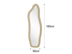 Miroir sur pied - 160 x 50 cm - jaune - miroir asymétrique grand format design dauphin, cadre en veloursflanelle, style artistique et romantique