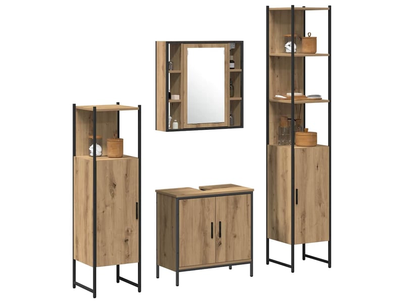  Ensemble de mobilier de salle de bain 4 pièces marron cf64556  - Conforama C