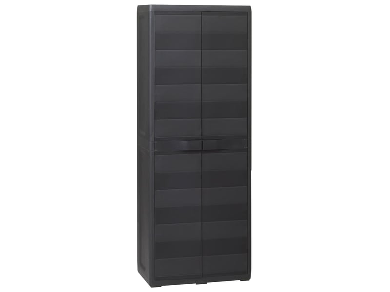 Armoire De Jardin Rantry 3 Étagères - Gris Et Noir 34x40x168 Cm - Meuble Extérieur Compact Et Robuste