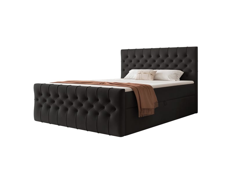  Lit adulte jolie - 180x200 cm - avec matelas à ressorts - coffre de rangement à ouverture latérale - noir JOLIE - Conforama A