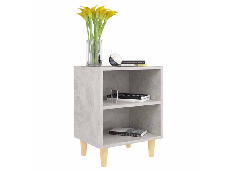  Table de chevet - cabinet de chevet - table de nuit avec pieds en bois gris béton 40x30x50 cm  - Conforama D