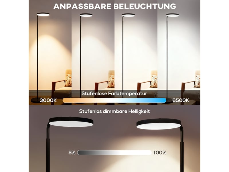  Lampadaire led réglable,meulva,41x25x177 cm,avec télécommande,métal et acrylique,noir  - Conforama E