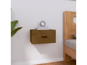 Table de chevet chanmbre, table d'appoint murale marron miel 40x29,5x22 cm