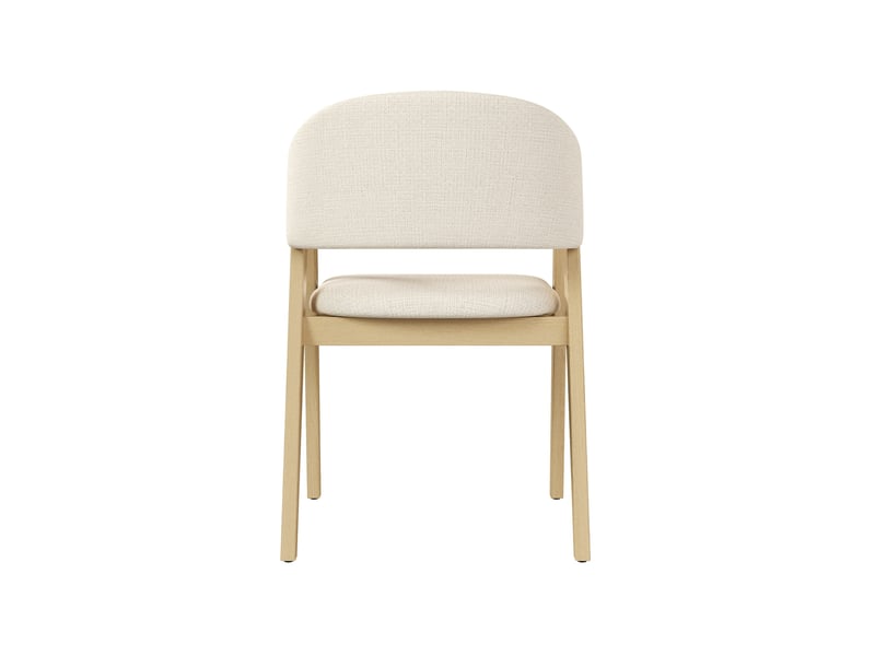  Lot de 4 chaises de salle à manger 55,5 x 60 x 83 cm beige et bois d'hévéa, avec accoudoirs, style moderne  - Conforama E
