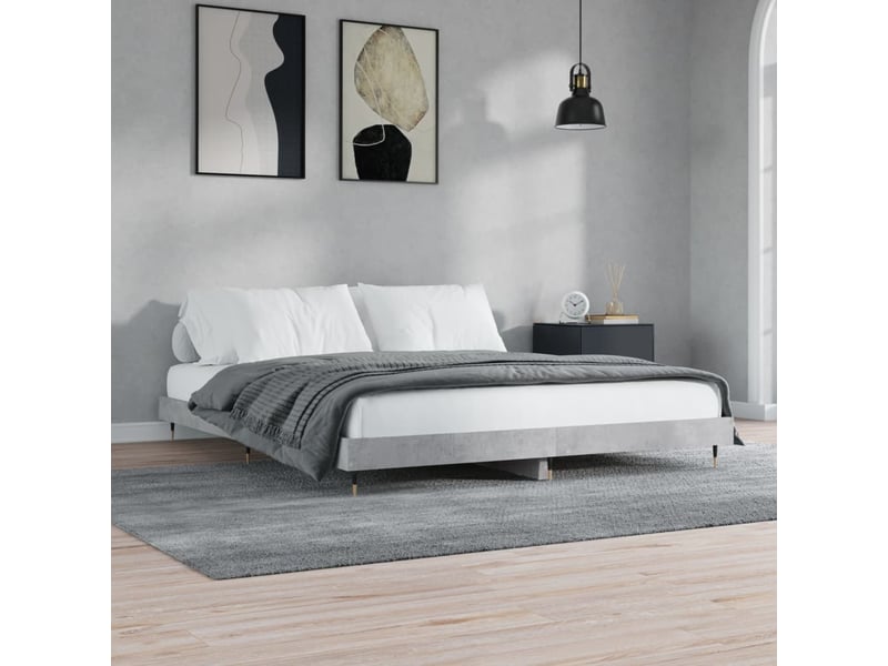  Lit double- lit adulte -  cadre de lit sans matelas gris béton 200x200 cm  - Conforama B