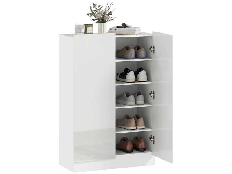 Meuble à chaussures à 5 niveaux pour 20 paires de chaussures, étagères réglables, pour entrée, couloir, blanc - Conforama A