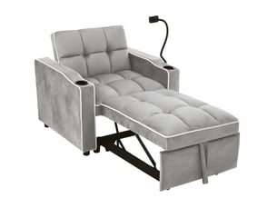 Fauteuil convertible <strong>MODENVIE</strong> <strong></strong> Velours gris vendu A l'unité