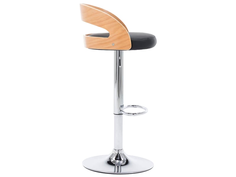  Lot de 2 tabouret de bar, chaise de bar noir similicuir et bois courbé  - Conforama E