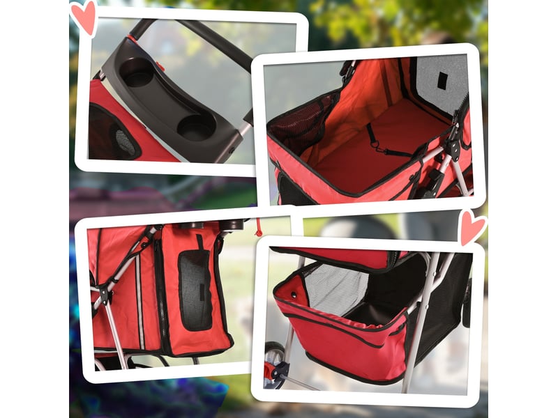 Poussette pour enfent pliable 75x45x97 cm – rouge – frein arrière, panier et 2 porte-gobelets - Conforama E