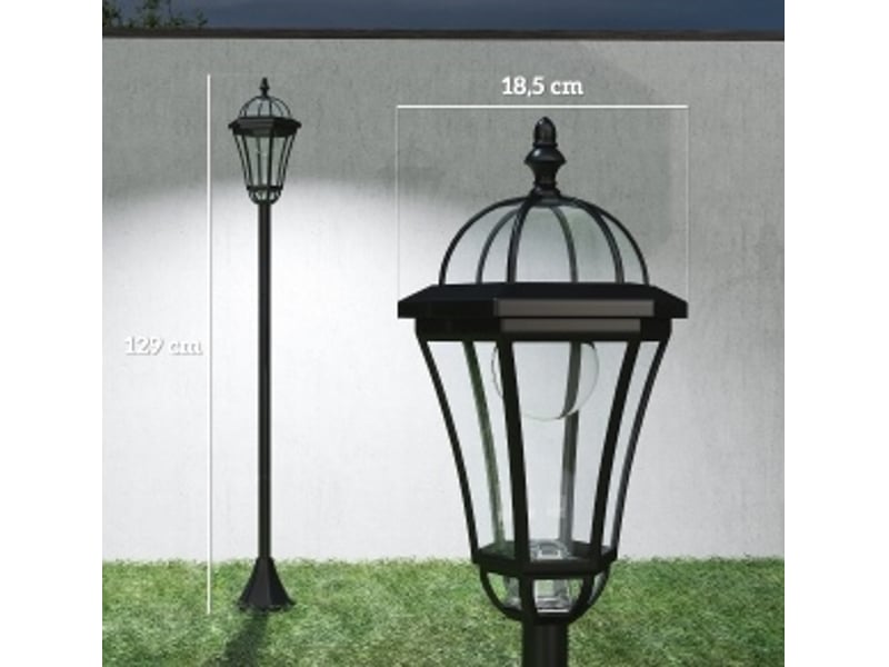 Lot de 2 lanternes solaires d'extérieur 18,5x129 cm led ip44 noir - Conforama D