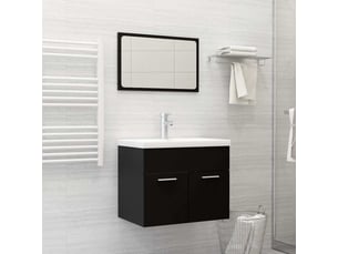 Ensemble de meubles de salle de bain noir aggloméré cf63906