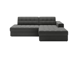 Canapé d'angle convertible cubito gris 240 cm avec coffre et couchage