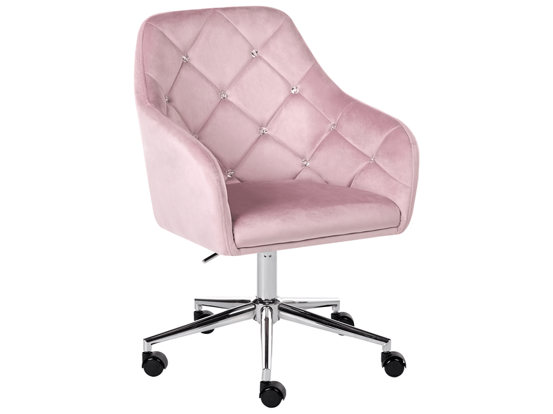 Chaise de bureau veloria velours rose pastel  - Conforama D