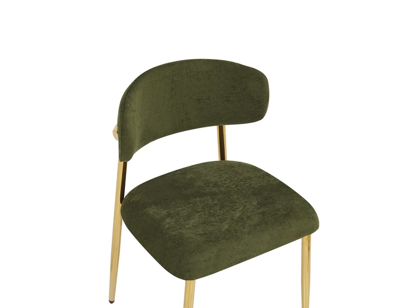  Lot de 2 chaises de salle à manger,51x50x81 cm,avec piètement doré réglable,tissu,vert  - Conforama D