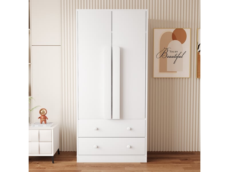  Armoire 2 portes avec 2 tiroirs et compartiment 70 x 40 x 170 cm LDT00307AAK - Conforama D