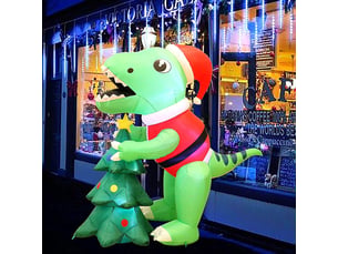 Dinosaure gonflable de noël 1,45 m avec led, décoration lumineuse extérieure pour jardin et pelouse