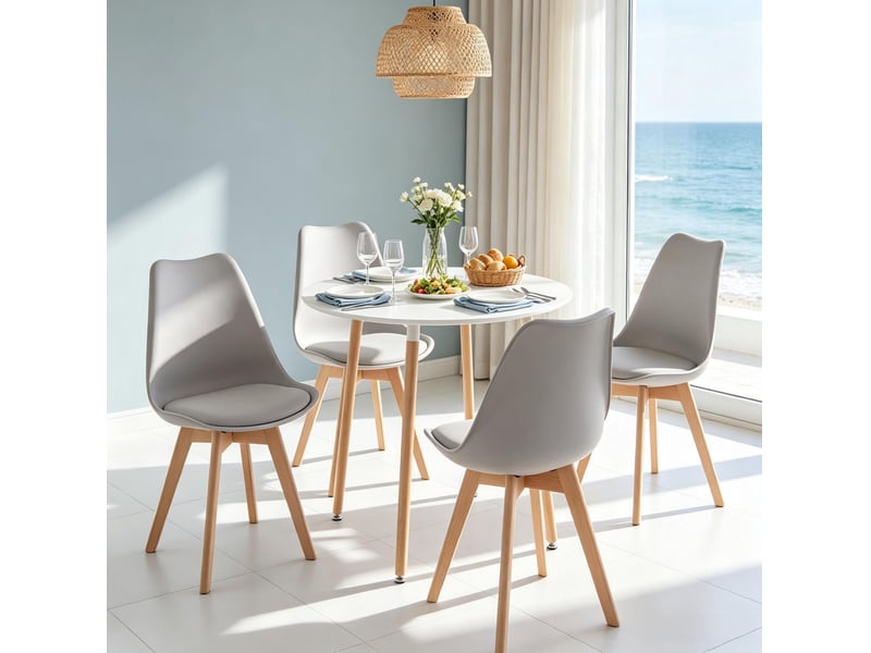  Table à manger ronde 80x80 avec 4 chaises homvra  - Conforama D