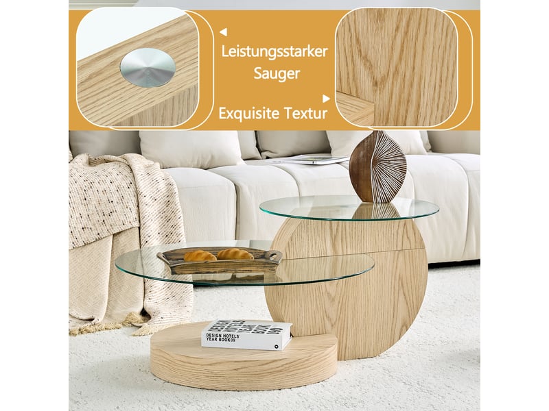  Table basse mdf et verre 90 x 70 cm  - Conforama R