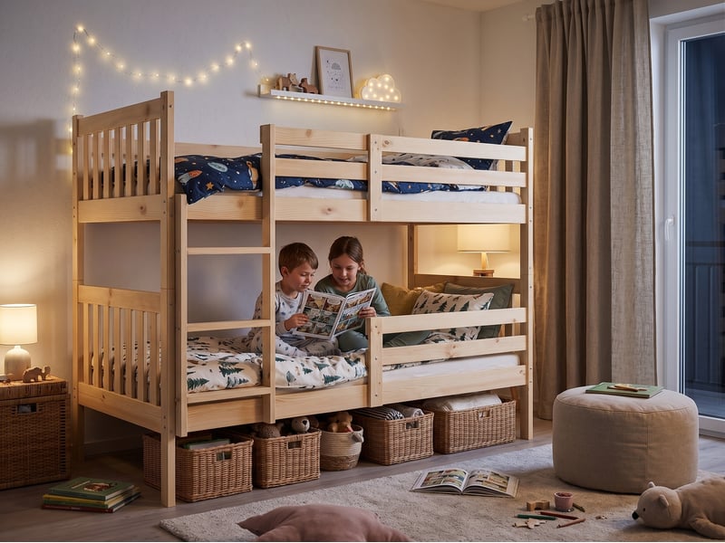 Lit superposé séparable 90x200 cm kacper interbeds - bois massif de pin avec barrière, sommier – pin naturel  - Conforama D