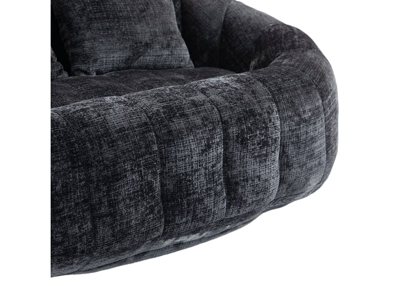  Fauteuil poire 145x95x63 cm à dossier haut en chenille noir  - Conforama D