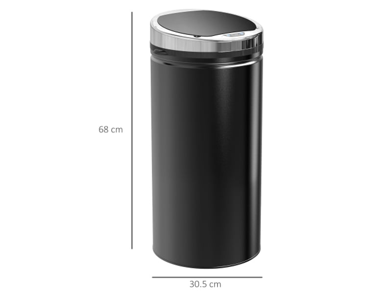  Poubelle automatique 42 l à capteur, couvercle, acier inoxydable, noire, cuisine, bureau et salle de bain  - Conforama C