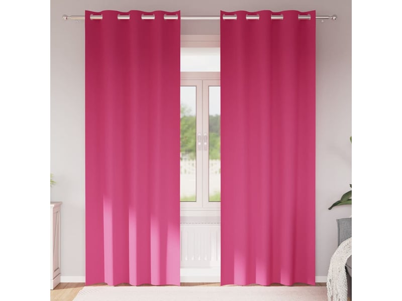  Lot de 2 rideaux occultants, rideaux black-out avec anneaux rose vif 260 x 140 cm cf44766  - Conforama B