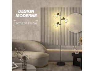 Lampadaire sur pied salon lampe sur pied 3 lumières adaptée aux ampoules e27 (non incluses) noir 41 x 28 x 169 cm