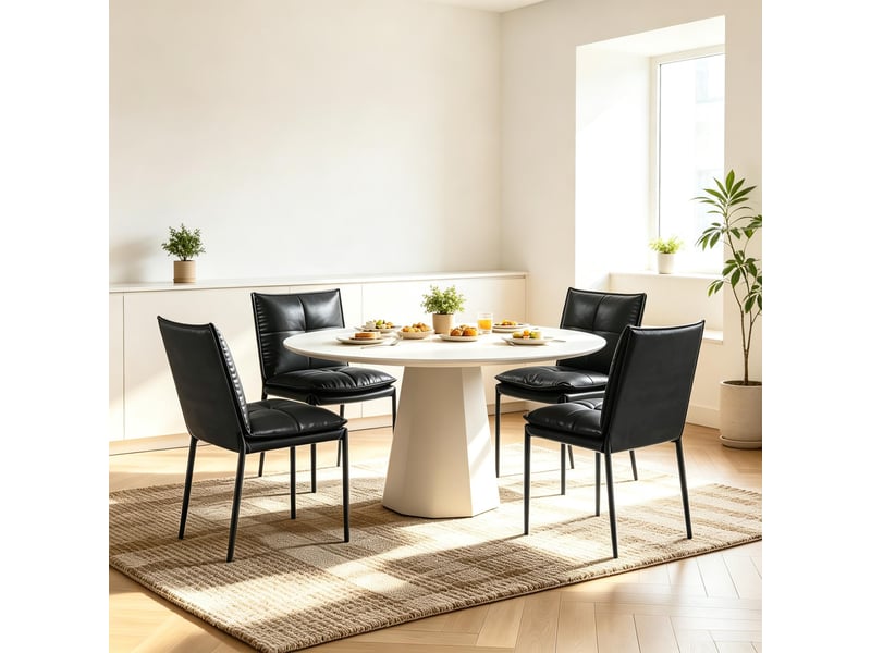  Lot de 4 chaises de salle à manger noires, pieds en métal T5828P542919 - Conforama B