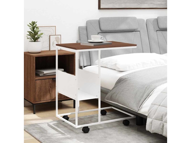  Table d'appoint | bout de canapé table basse avec roues marron 55x36x63,5cm bois d'ingénierie shl6512  - Conforama C
