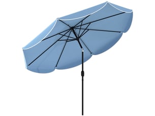 Parasol inclinable 265 x 235 cm inclinaison à 3 positions manivelle 8 baleines bleu ciel