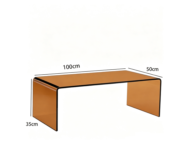  Table basse 100x50x35 cm en verre trempé marron chicfurn  - Conforama C