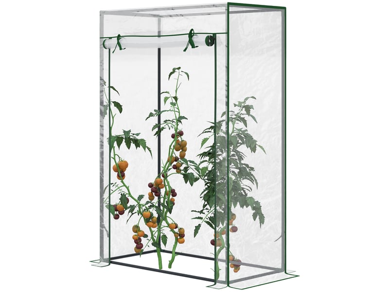  Serre jardinbalcon, pvc renforcé, acier, porte zippée enroulable, légumesplantesfleurs, toutes saisons, int.ext., 100x50x150 cm, blanc.  - Conforama A