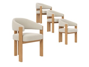 Lot de 4 chaises de salle à manger 49x47x78cm, beige et naturel, métal, effet bois, mobilier de cuisine, rembourrage épais