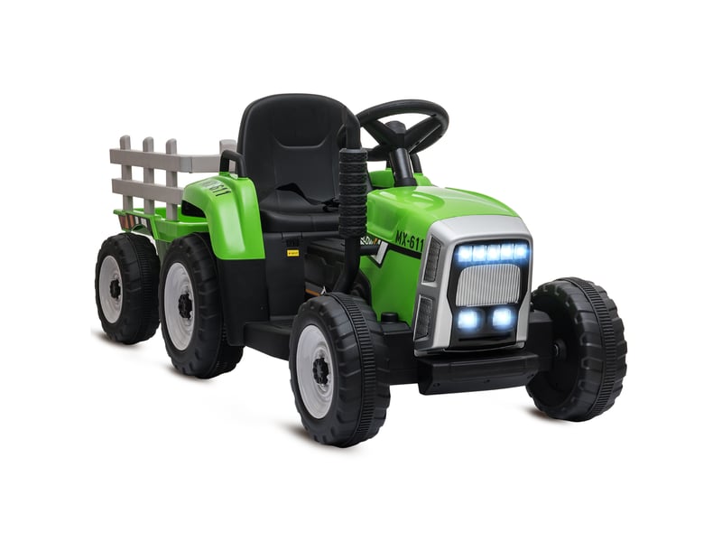  Voiture électrique pour enfants, tracteur pour enfants, avec télécommande parentale, vitesse maximale de 6 kmh ; vert et noir  - Conforama A