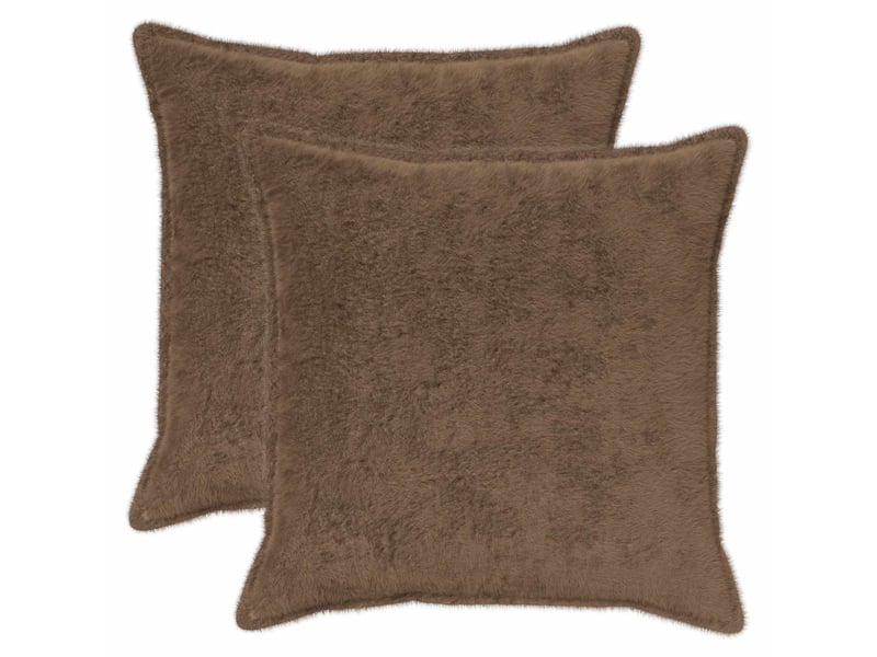 Lot de 2 housses de coussin houten marron clair 65 x 65 cm cf49351 - Conforama A