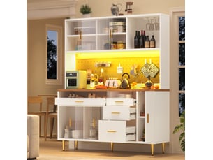 Vitrine coloris blanc 3 étagère(s) MEUBLIV - 145 cmx171 cm