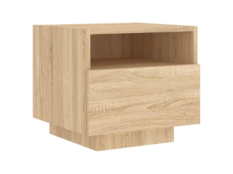  Table de chevet - cabinet de chevet - table de nuit avec lumières led chêne sonoma 40x39x37 cm  - Conforama D