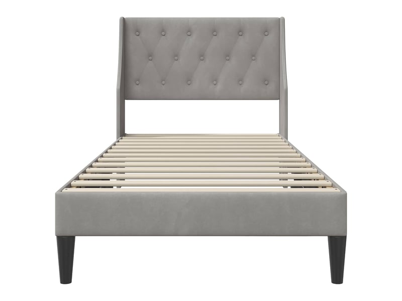  Lit simple- lit adulte -  cadre de lit avec tête de lit gris clair 80 x 200 cm velours  - Conforama C