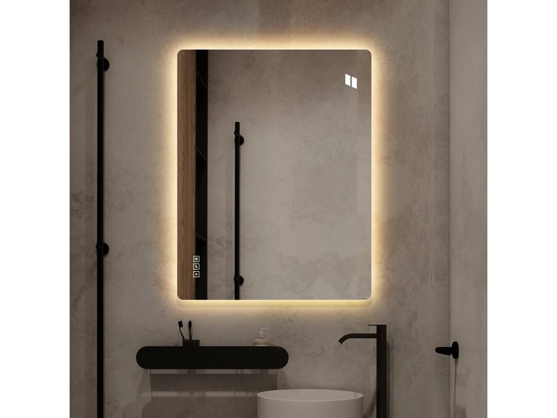  Miroir de salle de bain led sans cadre rétroéclairé avec antibuée 60 x 80 cm W3700P464723 - Conforama B